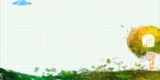 绿色格纹清新草地关爱儿童小树云朵公益慈善广告海报背景